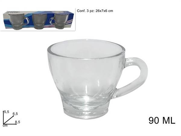 DUE ESSE TAZZINE VETRO SET 3PZ 