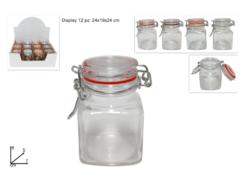 DUE ESSE BARATTOLO VETRO QUAD C/TAPPO ER