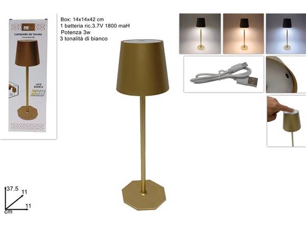 DUE ESSE LAMPADA DA TAVOLO TOUCH ORO RICARICABILE