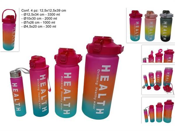 DUE ESSE SET 4 BORRACCE 3 COLORI MATERIALE PLASTICA