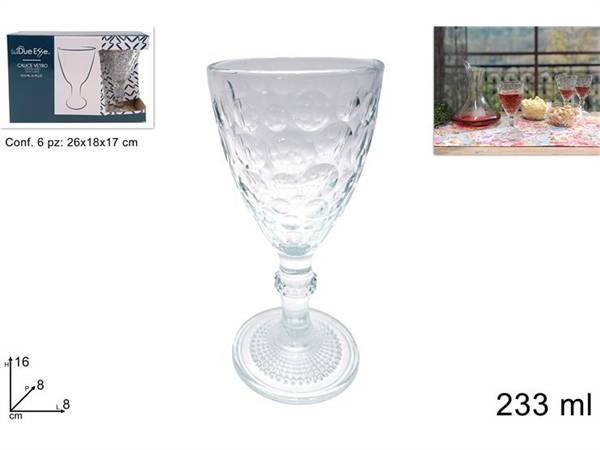 DUE ESSE CALICE VETRO DIAMANTE 6PZ 233ML 