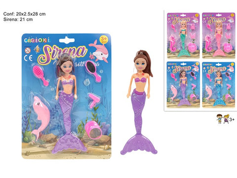 DUE ESSE SIRENA 21CM CON ACCESSORI 4ASS