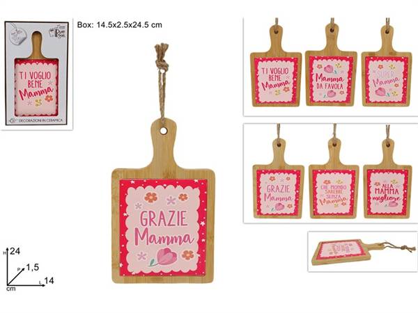 DUE ESSE TAGLIERE 24X14 FESTA DELLA MAMM LEGNO E CERAMICA