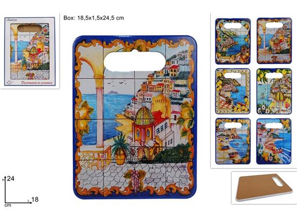 DUE ESSE TAGLIERE 18X24 DEC. PAESAGGIO CON BASE SUGHERO