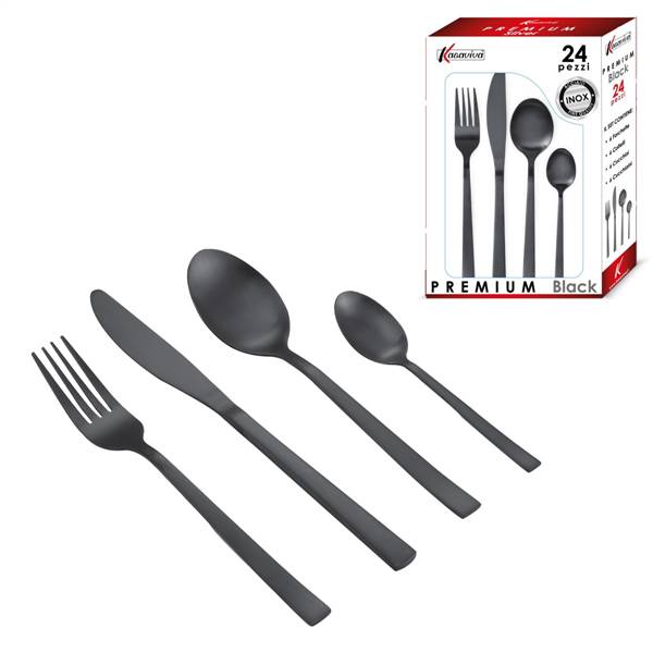 KASAVIVA PREMIUM SET POSATE 24PZ BLACK 