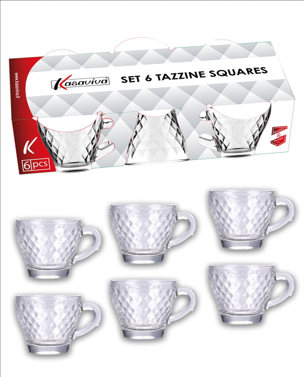 KASAVIVA SET 6 TAZZINE CAFFE' VETRO 90ML