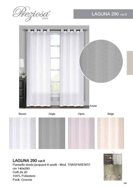 PREZIOSA PANNELLO TENDA 140X290 JACQU D9 LAGUNA 290 D9