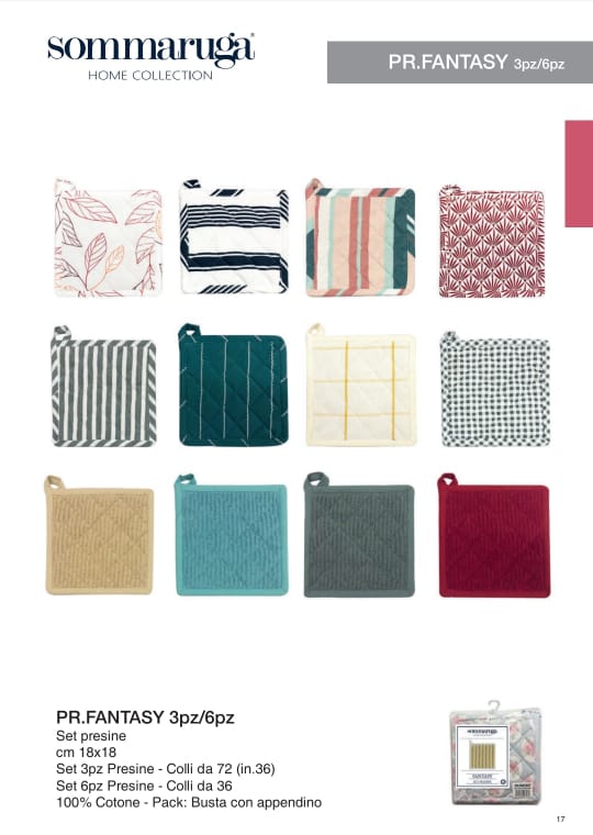 SOMMARUGA PRESINE FANTASY SET 3PZ 18X18 PR.FANTASY.3PZ IN COTONE - Infinity Home Store