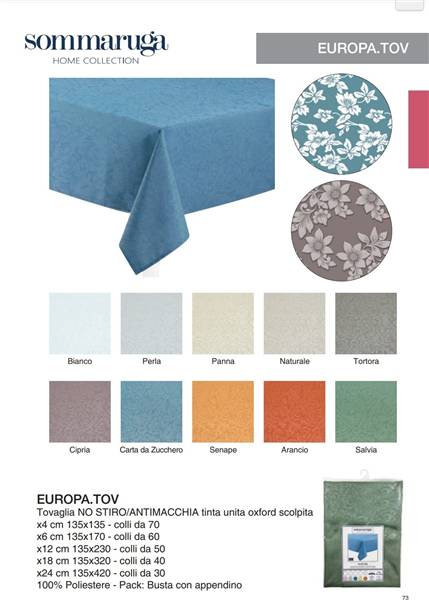 SOMMARUGA TOVAGLIA EUROPA 135X320 ANTIMACCHIA
