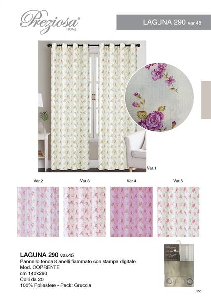 PREZIOSA PANNELLO TEND 140X290 C/STA D45 LAGUNA 290 D45