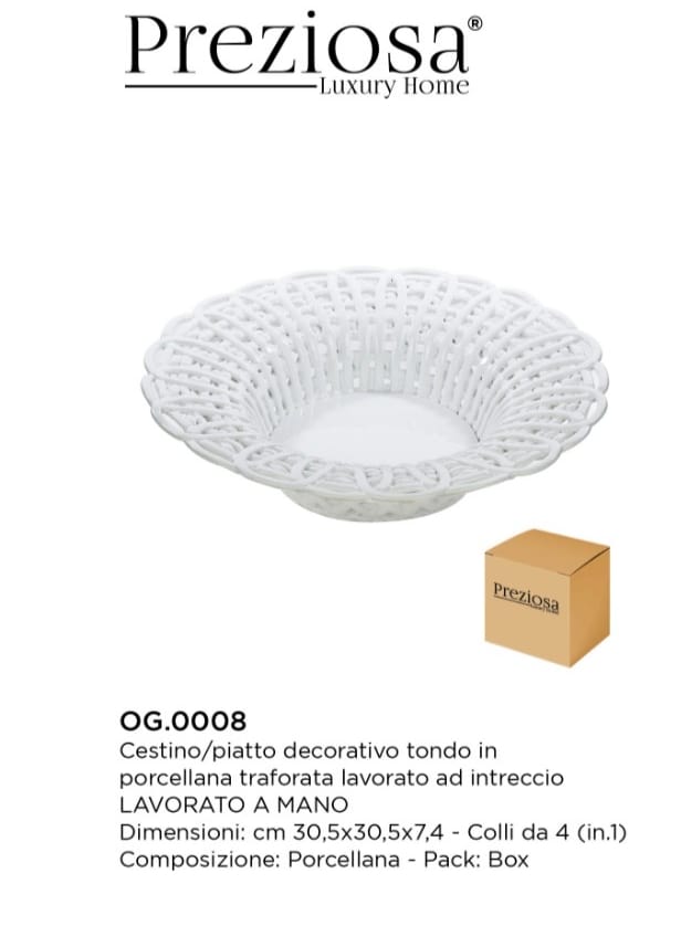 PREZIOSA CESTINO PORCELLANA A MANO 0008