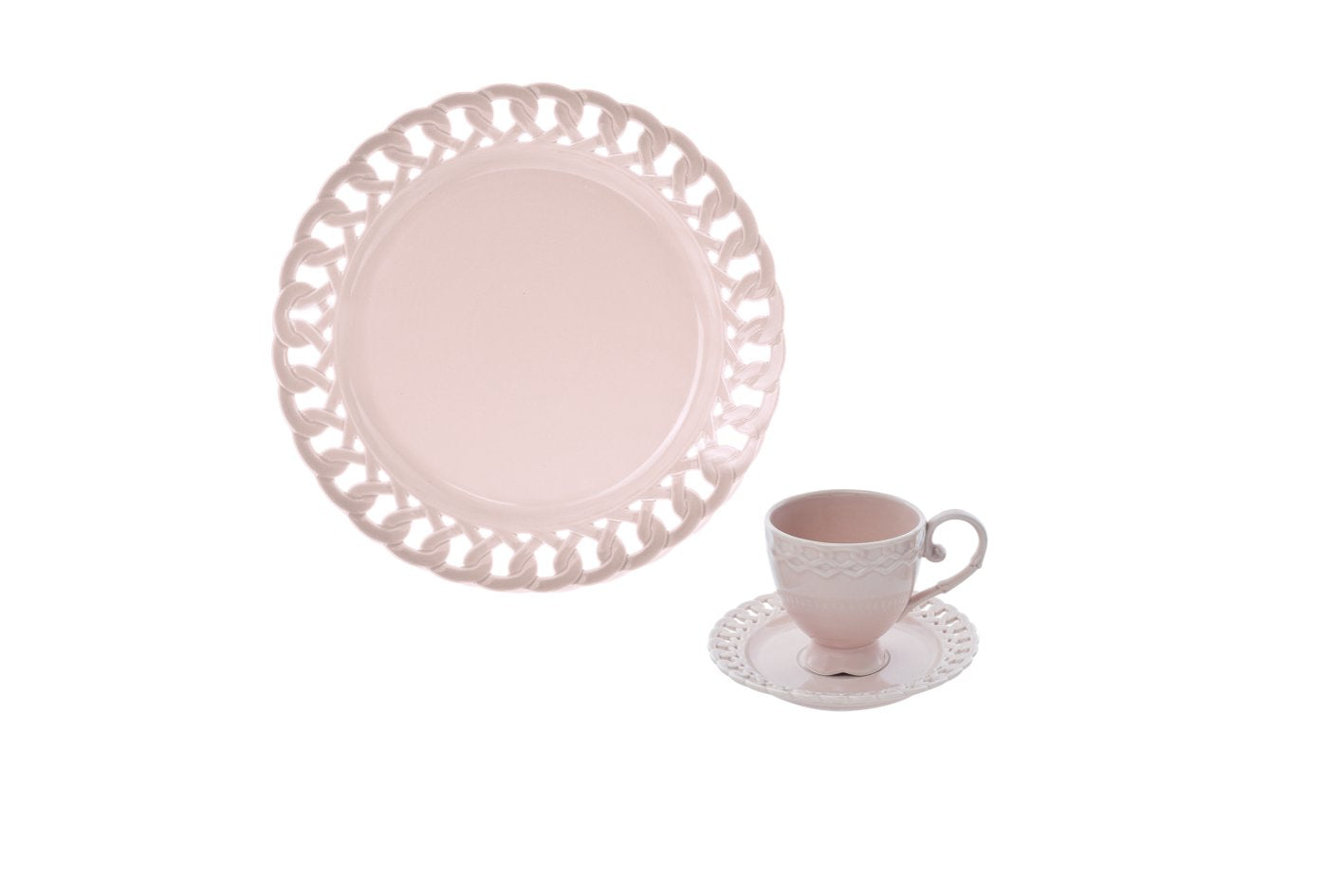 HANNA SET 3PZ THE PT.0001.ROSA 1 TAZZA 200CC + 1 PIATTINO + 1 PIATTINO DOLCE