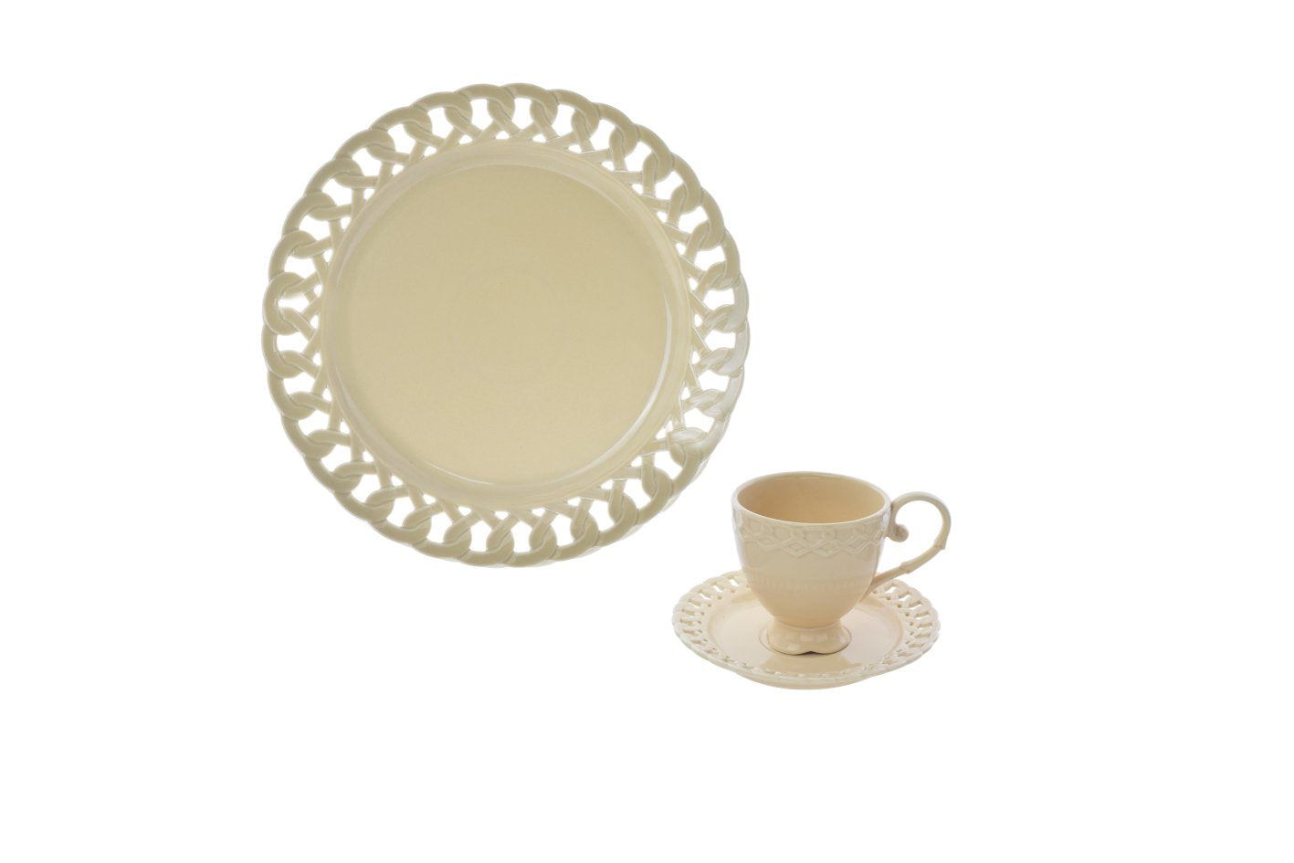 HANNA SET 3PZ THE PT.0001.NATURALE 1 TAZZA 200CC + 1 PIATTINO + 1 PIATTO DESSERT