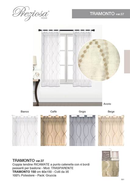 PREZIOSA COPPIE TENDINE 60X150 RICAM V37 TRAMONTO 150 VAR.37