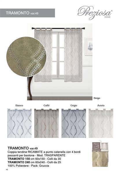 PREZIOSA COPPIE TENDINE 60X150 RICAM V49 TRAMONTO 150 VAR 49