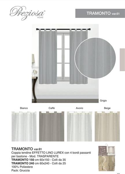 PREZIOSA COPPIE TENDINE 60X240 RICAM V51 TRAMONTO 240 VAR 51