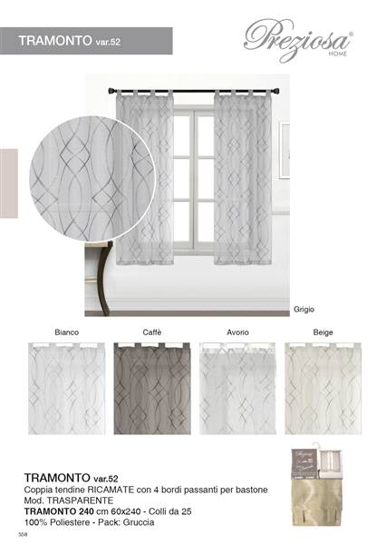 PREZIOSA COPPIE TENDINE 60X240 RICAM V52 TRAMONTO 240 VAR 52