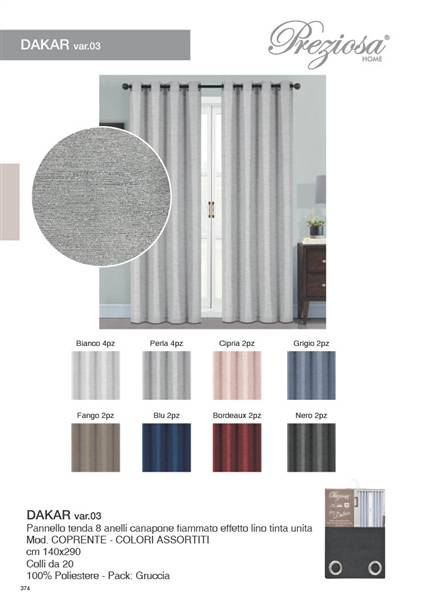 PREZIOSA PANNELLO TENDA 140X290 CIP. D03 DAKAR.03 CIPRIA CANAPONE