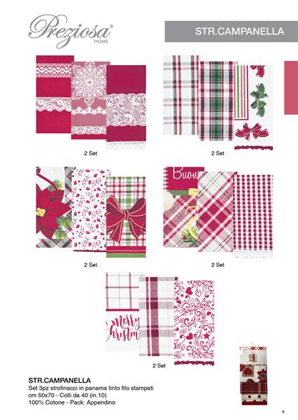 PREZIOSA STROFINACCI 3PZ 45X65 XMAS STR.CAMPANELLA
