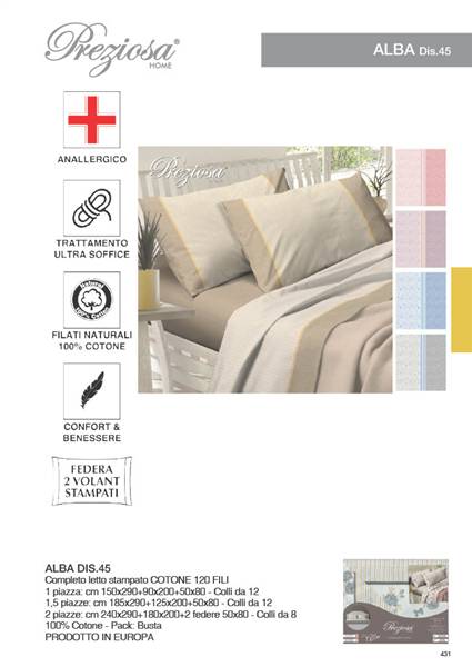 PREZIOSA COMPLETO LETTO ALBA 1P DIS.45 