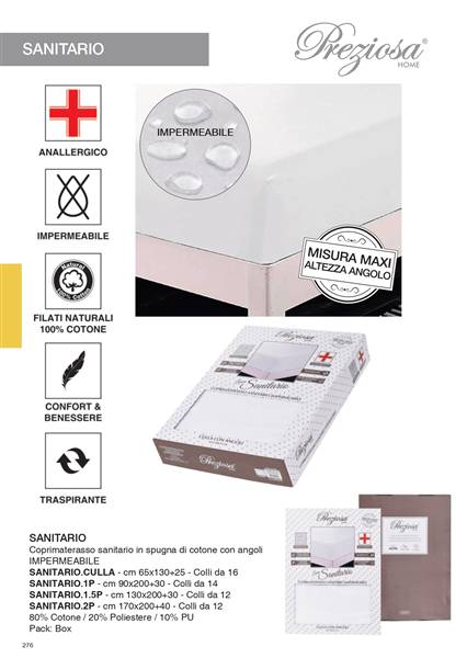 PREZIOSA COPRIMATERASSO SANITARIO 2P 