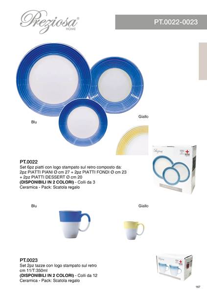 PREZIOSA SET PIATTI 6PZ BLU PT.0022 