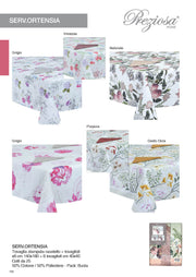 PREZIOSA SERVIZIO TAVOLA X6 ORTENSIA2 TOVAGLIA STAMPATA + TOVAGLIOLI