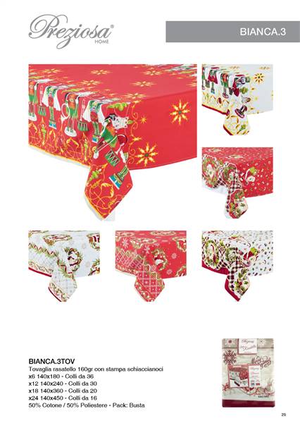 PREZIOSA TOVAGLIA BIANCA3 X12 XMAS 