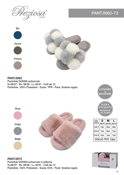 PREZIOSA PANTOFOLE DONNA IN PELLIC ART72 