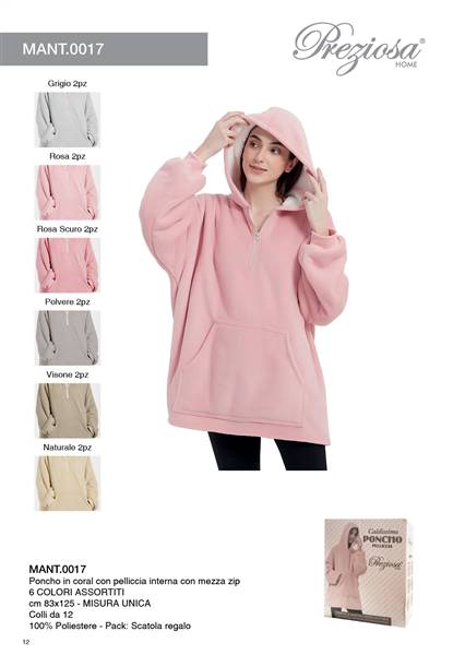 PREZIOSA PONCHO CORAL C/PELLICCIA INTERN 