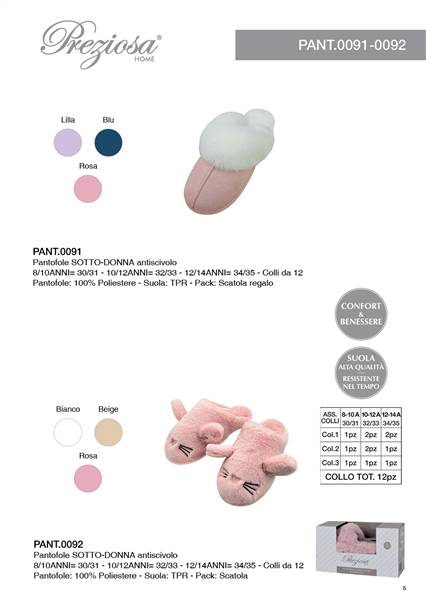 PREZIOSA PANTOFOLE SOTTO-DONNA A/SCIVOLO PANT.0091