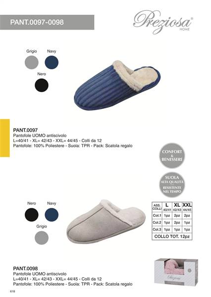 PREZIOSA PANTOFOLE UOMO A/SCIVOLO ART97 PANT.0097