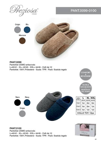 PREZIOSA PANTOFOLE UOMO A/SCIVOLO ART99 