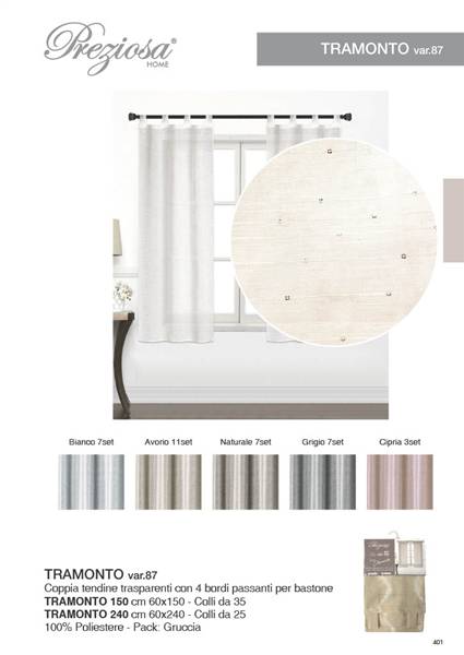 PREZIOSA COPPIA TENDINE 60X240 TRAM D.87 TRAMONTO 240 VAR.87