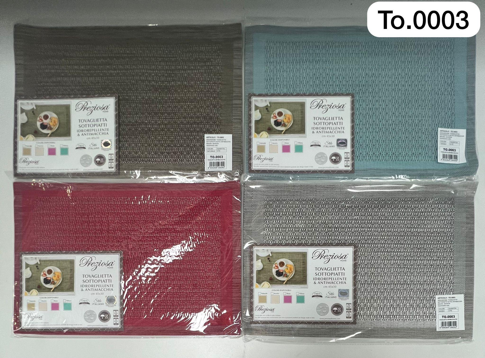 PREZIOSA TOVAGLIETTA 30X45 TO.0003 SOTTOPIATTI IN PVC ANTIMACCHIA