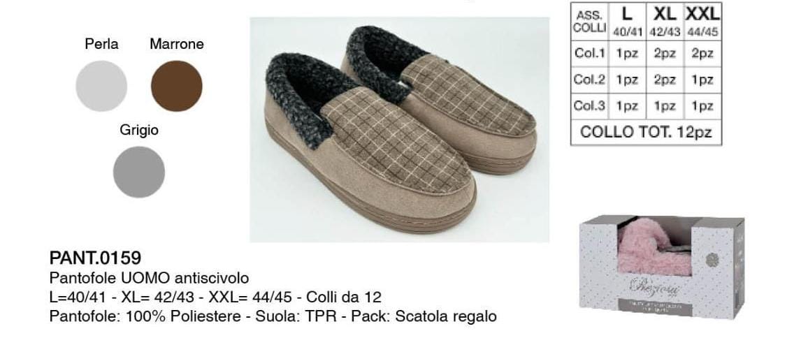 PREZIOSA PANTOFOLE UOMO PANT.0159 MOCASSINO