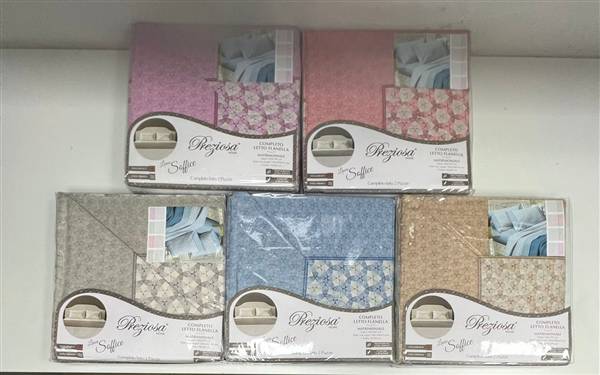 PREZIOSA COMPLETO LETTO FLANELLA 2P D23 240X290 180X200X25 2PZ.50X80 90%COT SOFFICE.2P.D23