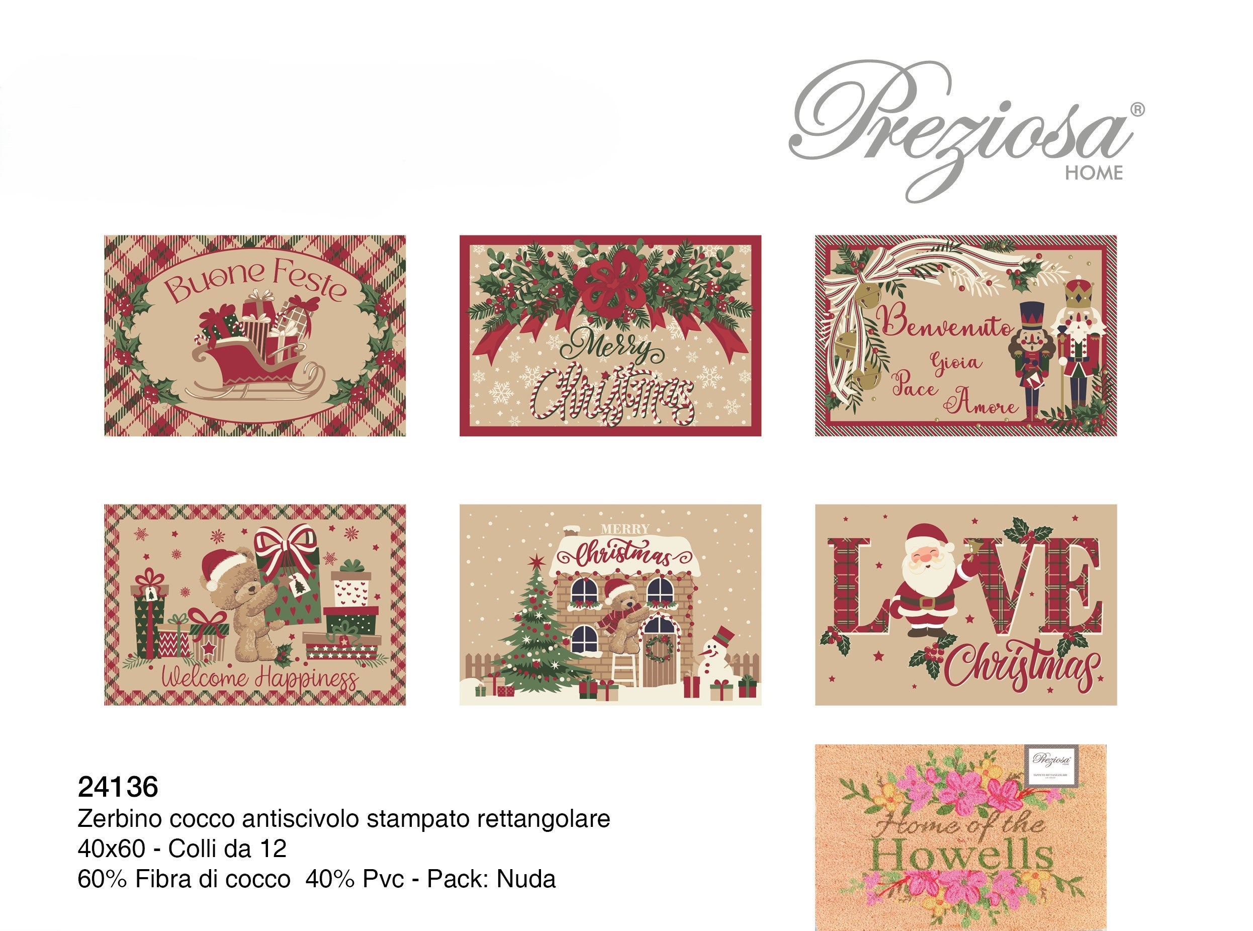 PREZIOSA ZERBINO COCCO RETTANGOLAR 24136 40X60 NATALE