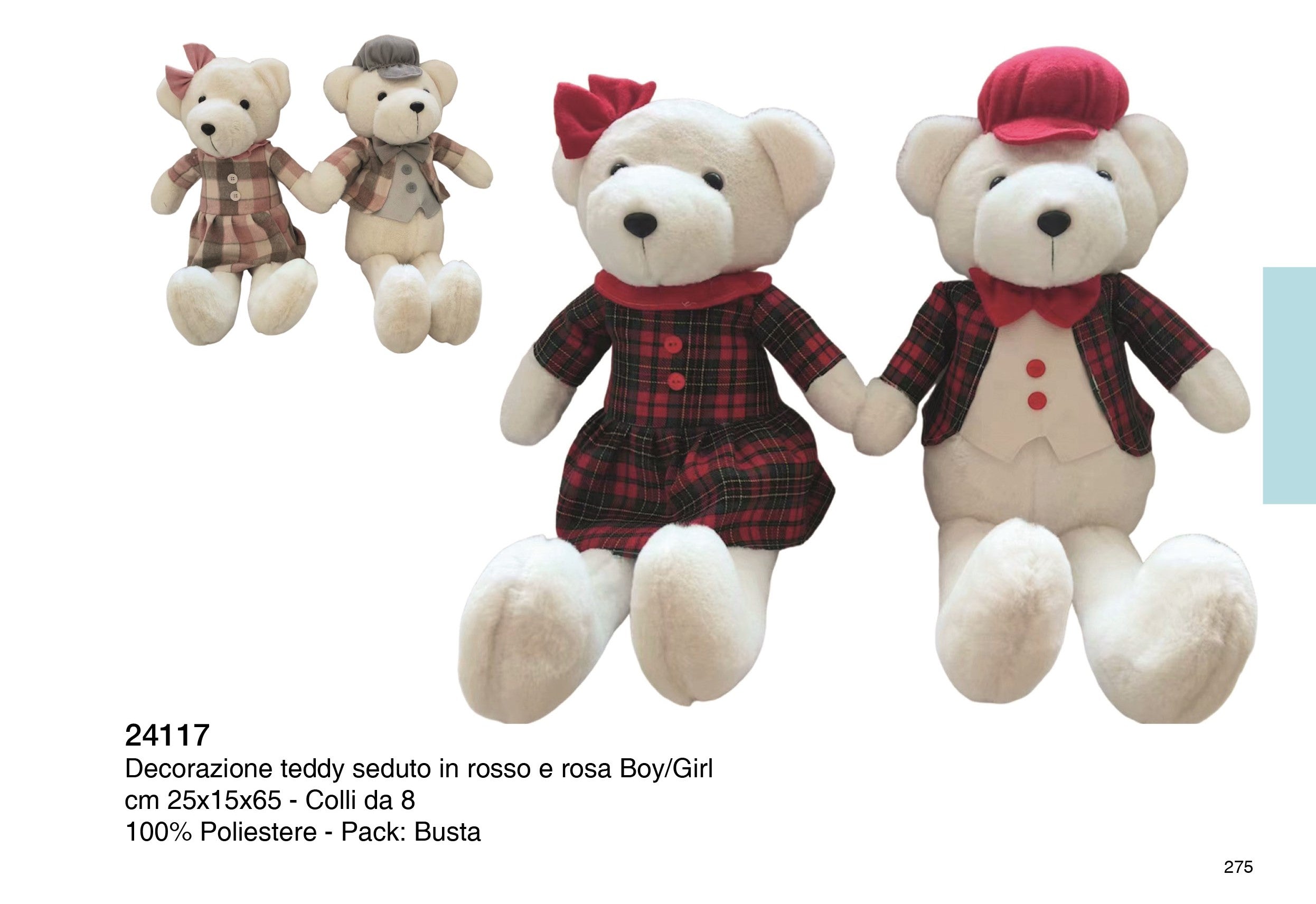 PREZIOSA TEDDY SEDUTO 24117 BOY/GIRL 25X15X65