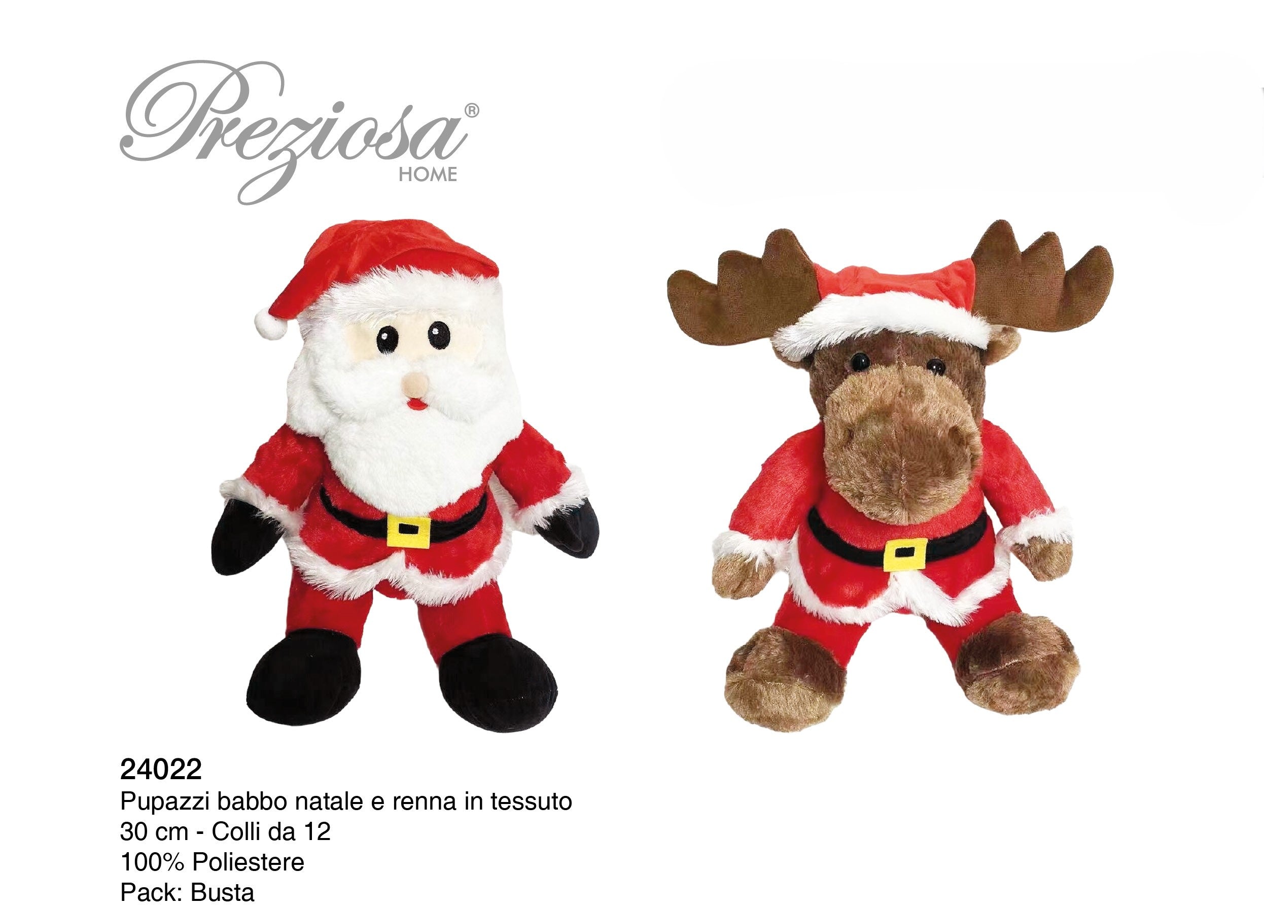 PREZIOSA PUPAZZI BABBO E RENNA 24022 IN TESSUTO