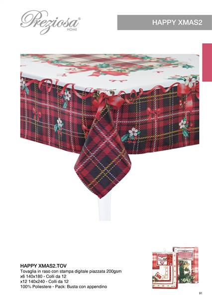 PREZIOSA TOVAGLIA HAPPYXMAS2 X6 XMAS HAPPYXMAS2.TOVX6 140X180 DI RASO