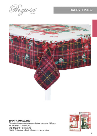 PREZIOSA TOVAGLIA HAPPYXMAS2 X12 XMAS HAPPYXMAS2.TOVX12 140X240 DI RASO