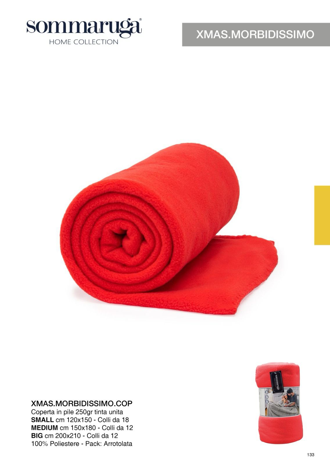 SOMMARUGA COPERTA PAIL SMALL XMAS MORBID XMAS.MORBIDI.COP.SMALL 120X150