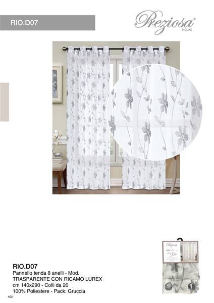 PREZIOSA PANNELLO TENDA 140X290 RIO.D07 RIO.D07 LUREX
