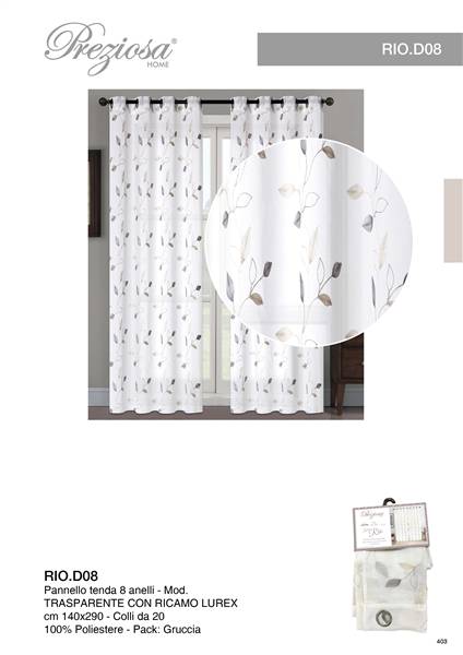 PREZIOSA PANNELLO TENDA 140X290 RIO.D08 RIO.D08 LUREX