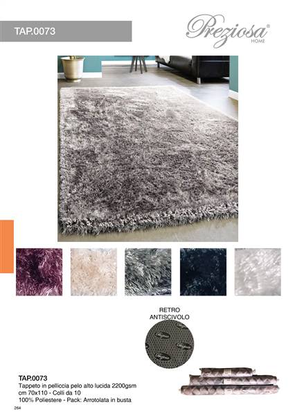 PREZIOSA TAPPETO 70X110 TAP.0073 IN PELLICCIA PELO ALTO LUCIDA