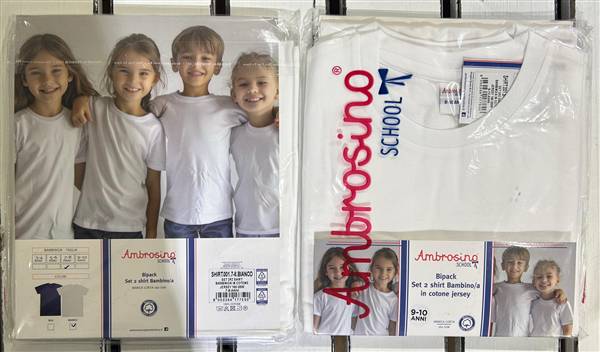 AMBROSINO SHIRT 2PZ BAMBINO/A BIANCO SHIRT.001.ASS.BIANCO IN COTONE