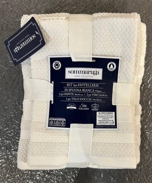 SOMMARUGA ASCIUGAMANO+OSPITI+TELO 5PZ BA.10039.D3.BIANCO