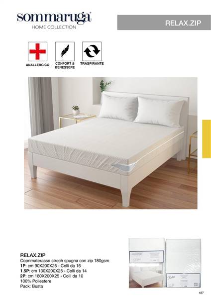 SOMMARUGA COPRIMATERASSO C/ZIP 2P RELAX.ZIP.2P