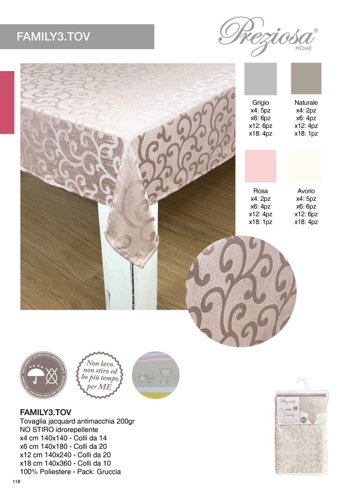 PREZIOSA TOVAGLIA FAMILY3 X6 ANTIMACCHIA FAMILY3.TOVX6